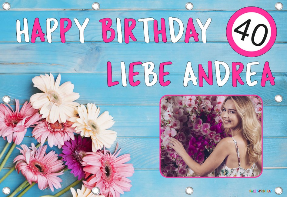 Banner zum Geburtstag mit Foto - Blumen