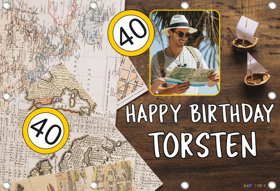 Banner zum runden Geburtstag mit Foto - Weltenbummler, reisen