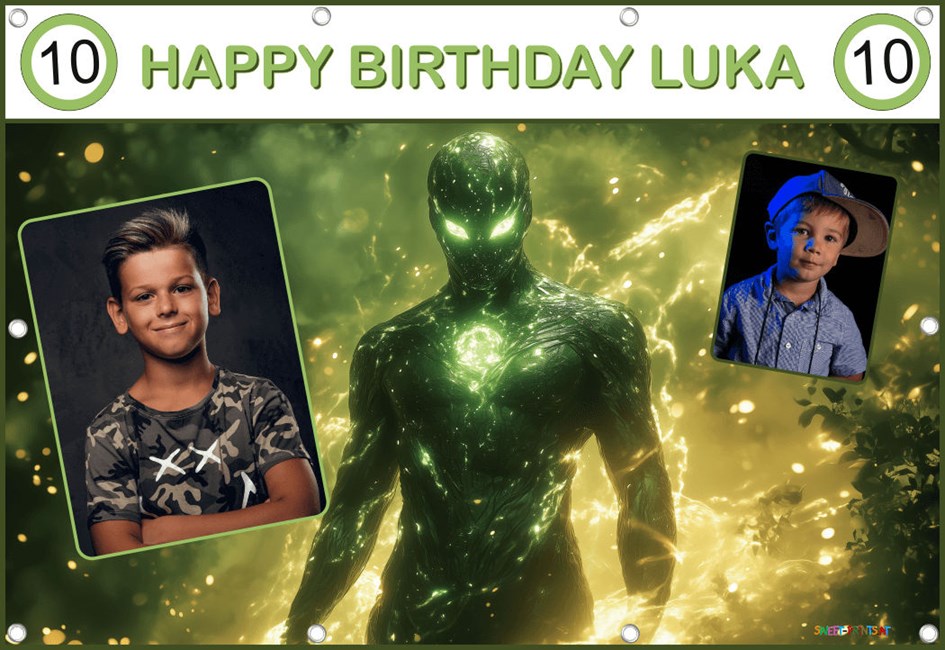 Banner Geburtstag mit Foto - Superheld Junge