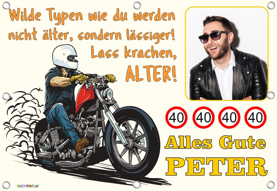 Banner Geburtstag mit Foto - Motorrad / Bike / Chopper