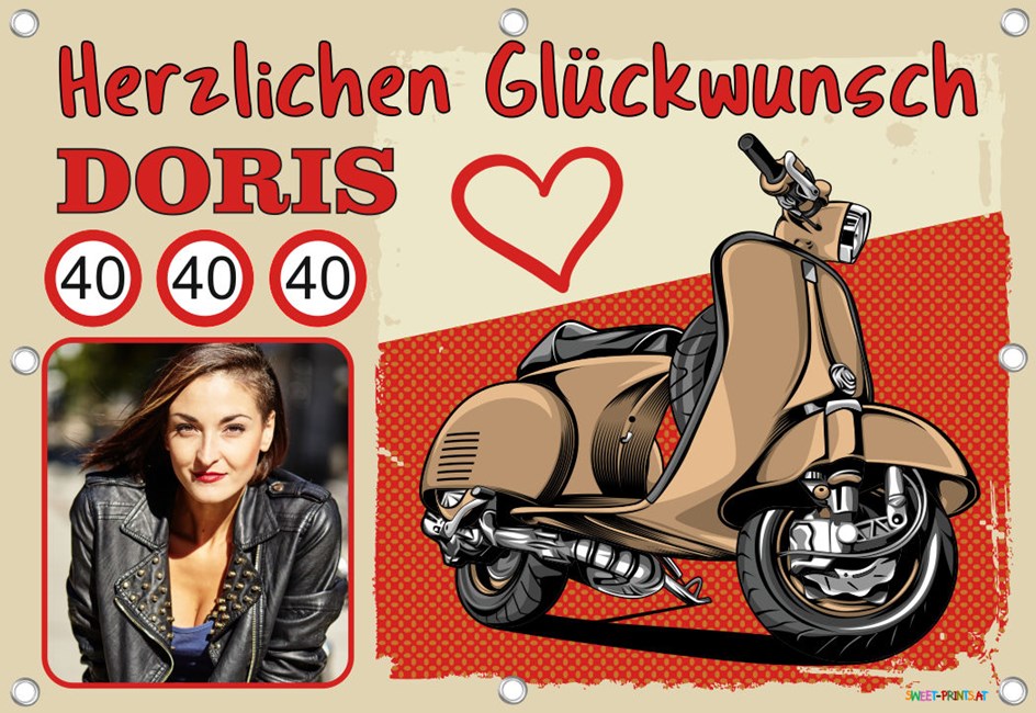 Banner Geburtstag mit Foto - Vespa / Roller für Frauen