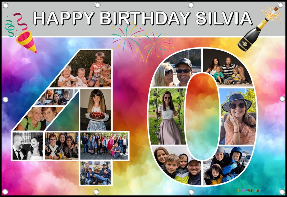 Banner zum Geburtstag - Zahl 40 mit Fotos - Fotocollage