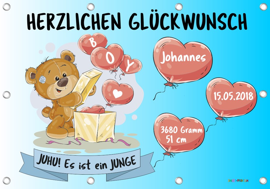 Banner zur Geburt MIT individueller  Beschriftung