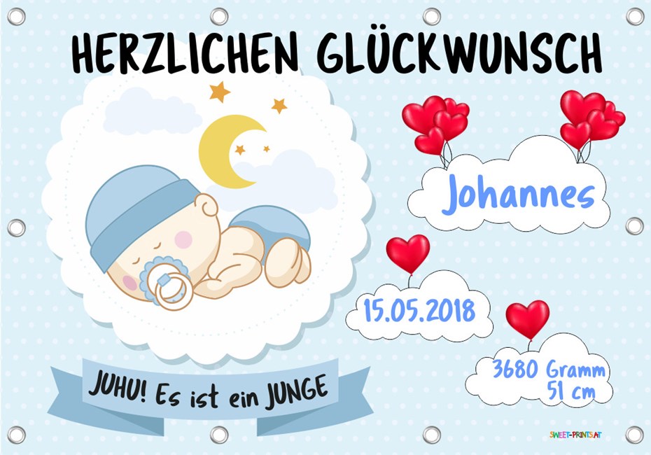 Banner zur Geburt MIT individueller  Beschriftung