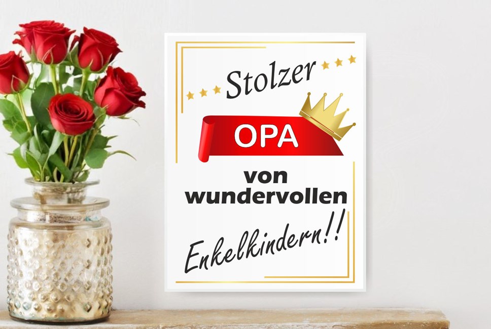 Schild- Stolzer Opa von wundervollen Enkelkindern