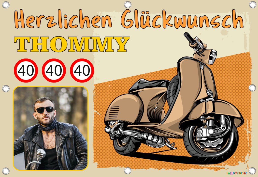 Banner Geburtstag mit Foto - Vespa / Roller