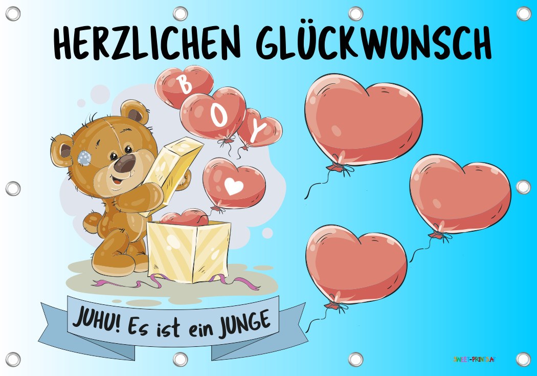 Baby Banner zur Geburt OHNE Beschriftung (kann von Ihnen mit Permanentmarker beschriftet werden)
