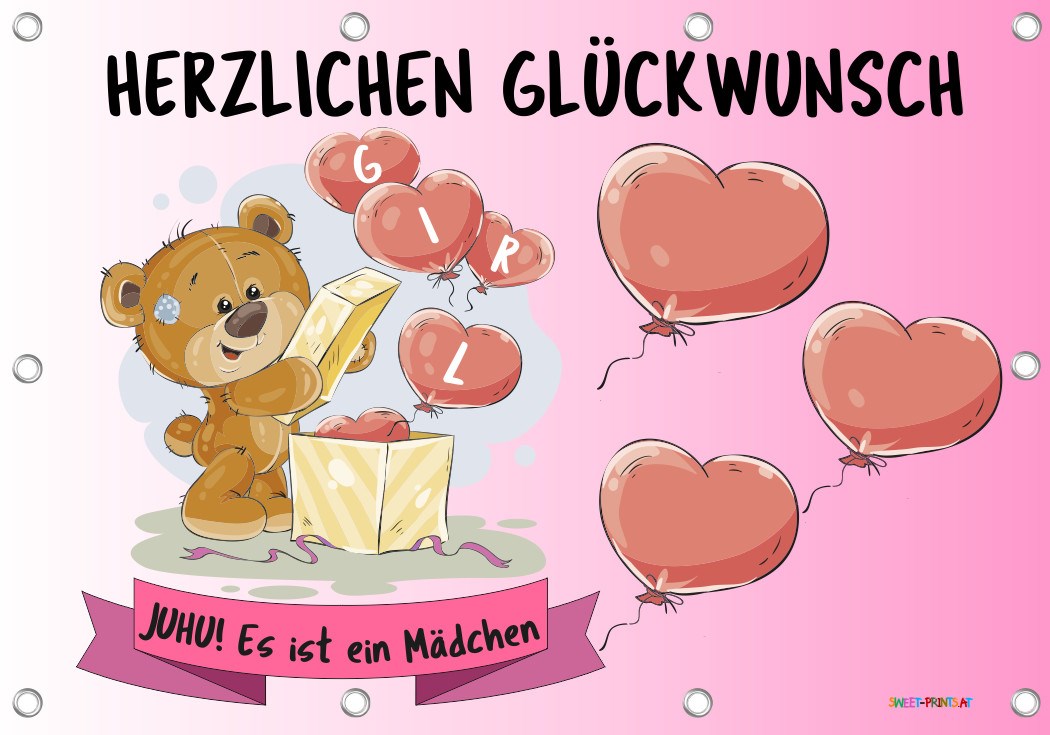 Baby Banner zur Geburt OHNE Beschriftung (kann von Ihnen mit Permanentmarker beschriftet werden)