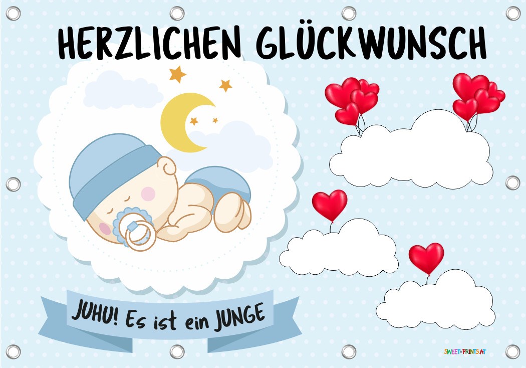 Baby Banner zur Geburt OHNE Beschriftung (kann von Ihnen mit Permanentmarker beschriftet werden)