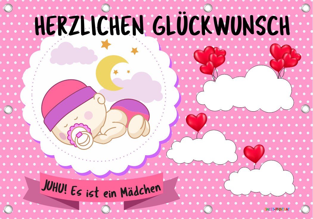 Baby Banner zur Geburt OHNE Beschriftung (kann von Ihnen mit Permanentmarker beschriftet werden)