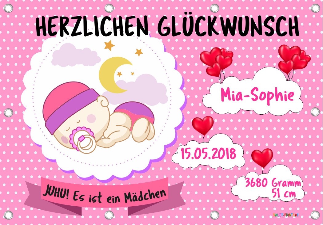 Banner zur Geburt MIT individueller  Beschriftung