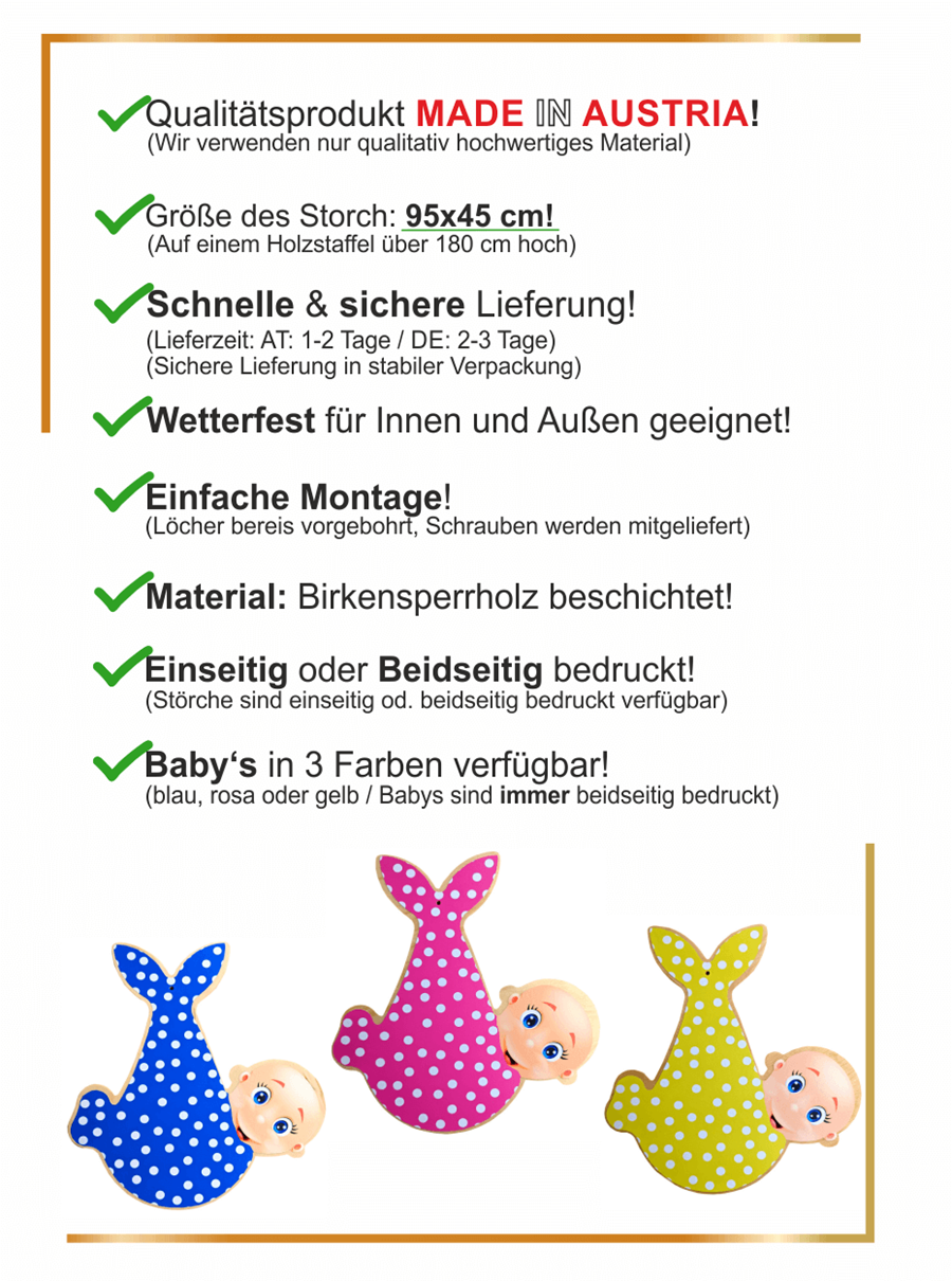 Infos zu unserem Baby Storch aus Holz: