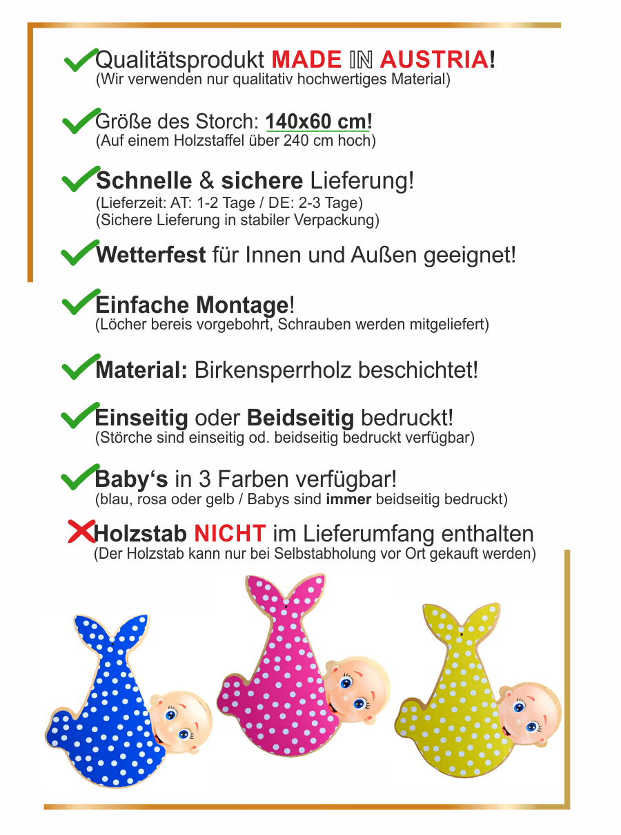 Infos zu unseren Babystörchen aus Holz: