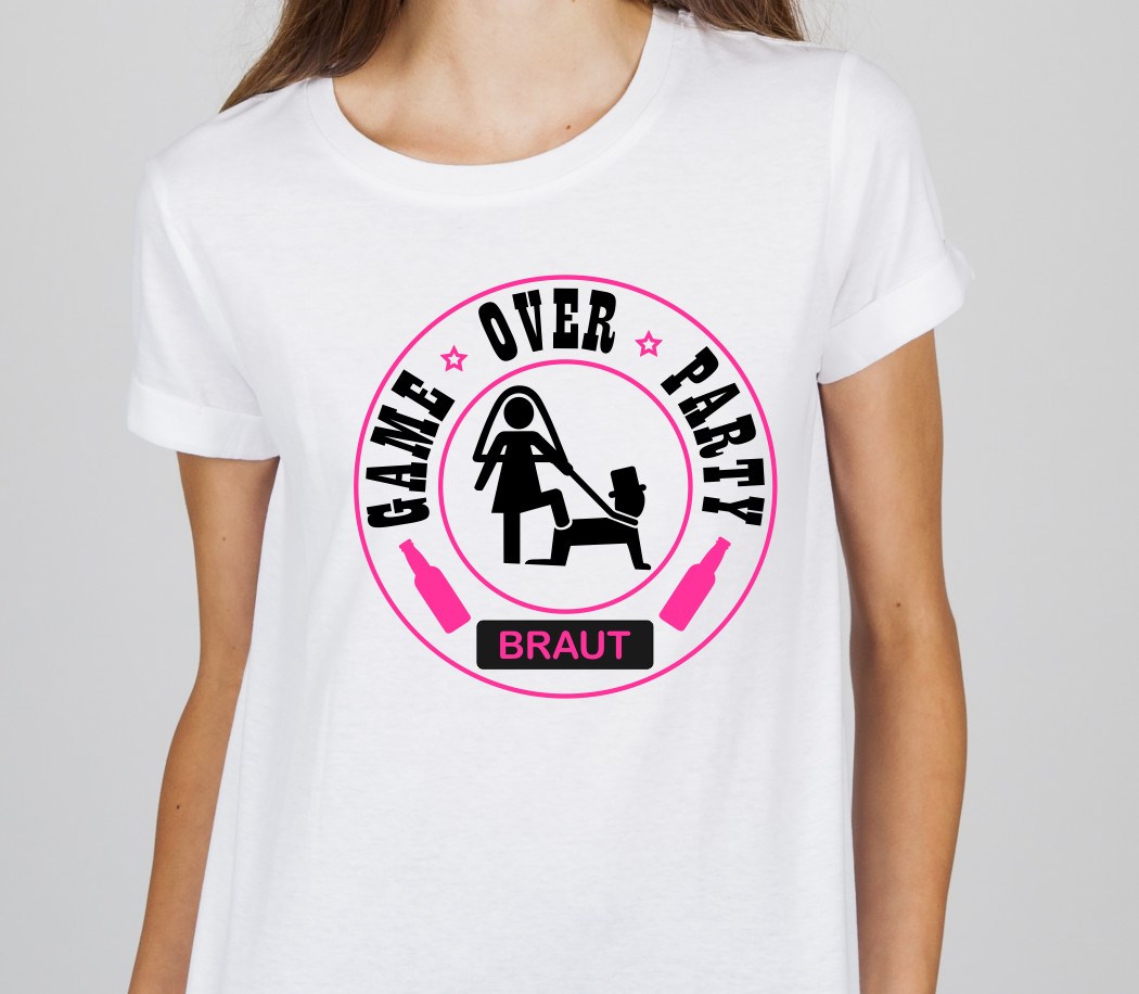 T-Shirt für Polterabend für die Braut: Game Over Party