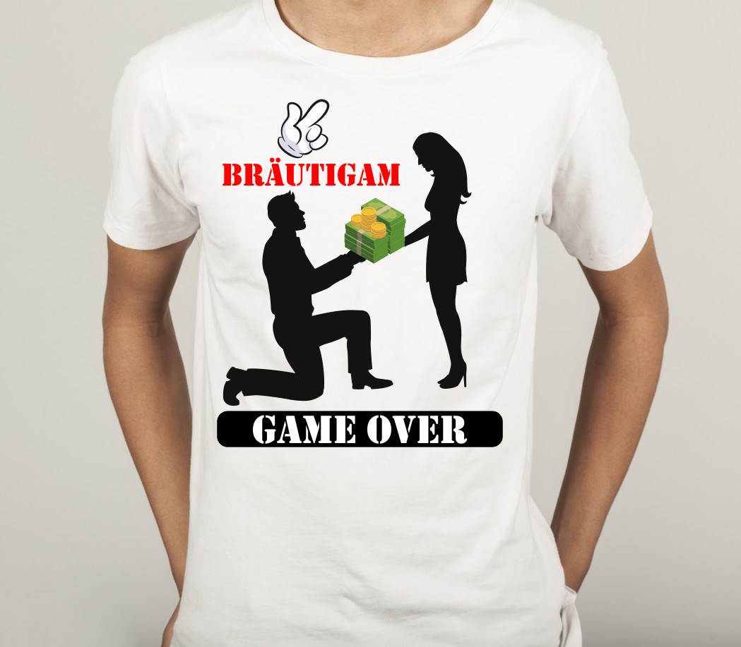 T-Shirt Polterabend für Bräutigam: Game Over, take my money
