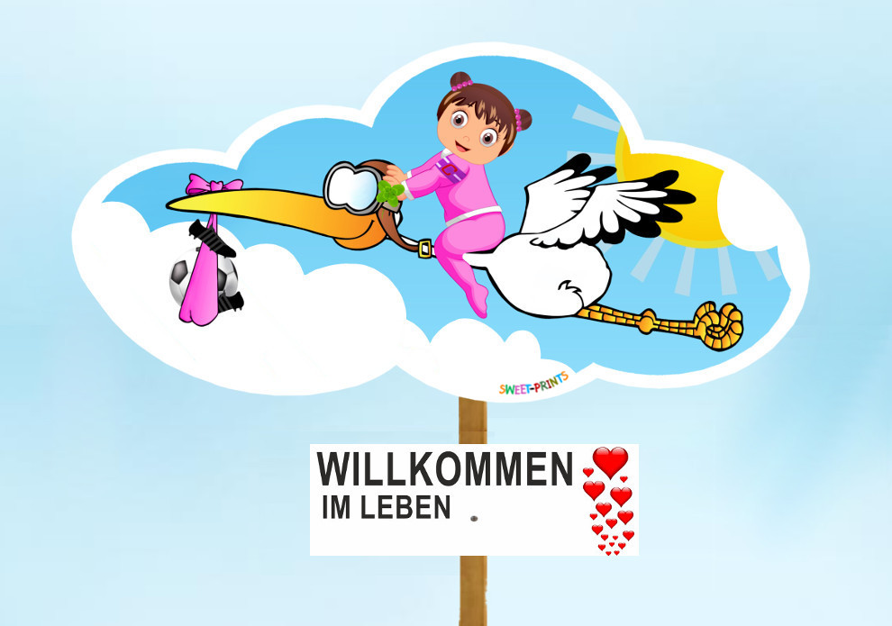 Babystorch Fußball Mädchen süß rosa herzig Klapperstorch
