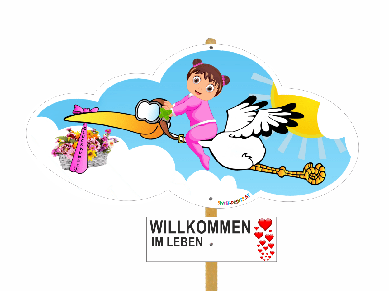 Babystorch Glückwunsch Mädchen rosa