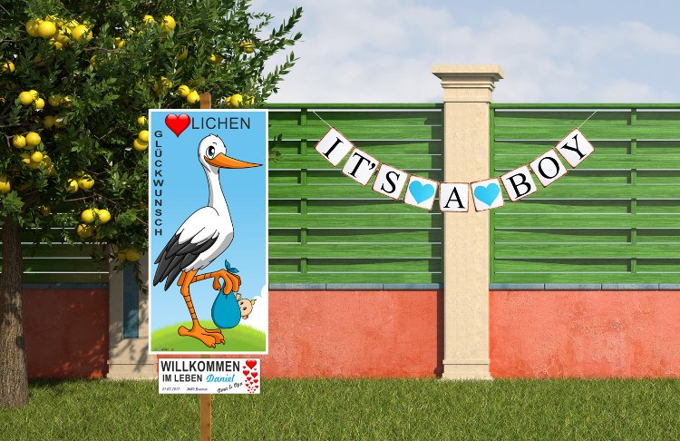 It's a Boy Banner / Girlande zur Geburt Baby, blau