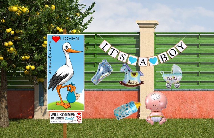 It's a Boy Banner / Girlande zur Geburt Baby, blau